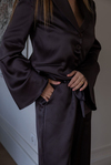 Kuşaklı Saten Blazer Takım - KAHVERENGİ