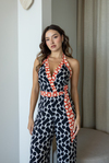 Kuşaklı Sırt Dekolteli Tulum - SİYAH