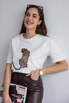 Leopar Baskılı T-Shirt - BEYAZ