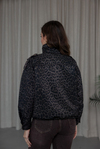 Leopar Desen Kapak Cepli Bomber Ceket - SİYAH