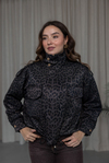 Leopar Desen Kapak Cepli Bomber Ceket - SİYAH