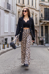 Leopar Desen Palazzo Pantolon - BEJ