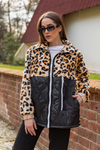 Leopar Desen Peluş Ceket - KREM