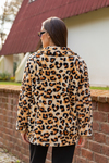 Leopar Desen Peluş Ceket - KREM