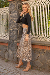 Leopar Desen Saten Etek - BEJ
