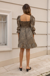 Leopar Desenli Mini Elbise - BEJ