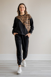 Leopar Geçişli Eşofman Takımı - SİYAH
