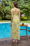 Limon Desenli Elbise - SARI