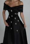 Off-Shoulder Embellished Gown - BLACK