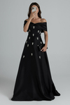 Off-Shoulder Embellished Gown - BLACK
