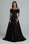 Off-Shoulder Embellished Gown - BLACK
