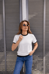 MGZ Biyeli Bisiklet Yaka Tişört - BEYAZ