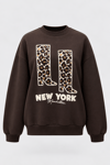 MGZ Leopar İşlemeli Sweatshirt - KAHVERENGİ