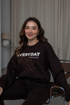 MGZ Nakışlı Yazı Baskılı Crop Sweat - KAHVERENGİ