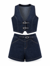MGZ Yelekli Denim Takım - MAVİ
