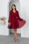 Mini Elbise - BORDO