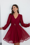 Mini Elbise - BORDO
