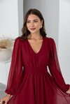 Mini Elbise - BORDO