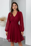 Mini Elbise - BORDO