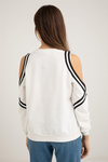 Omuz Açık Sweatshirt - BEYAZ