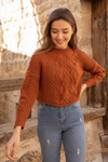 Örgü Crop Kazak - KİREMİT