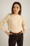 Örgü Crop Kazak - KREM