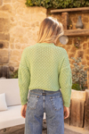Örgü Crop Kazak - MİNT YEŞİL