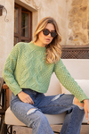 Örgü Crop Kazak - MİNT YEŞİL