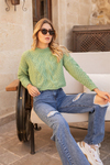 Örgü Crop Kazak - MİNT YEŞİL