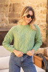 Örgü Crop Kazak - MİNT YEŞİL