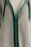 Oversize Fermuarlı Hırka - GRİ