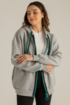 Oversize Fermuarlı Hırka - GRİ