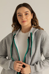 Oversize Fermuarlı Hırka - GRİ