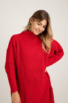 Oversize Örgü Tunik - KIRMIZI