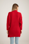 Oversize Örgü Tunik - KIRMIZI