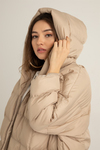 Oversize Şişme Mont - BEJ
