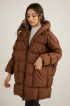 Oversize Şişme Mont - KAHVERENGİ