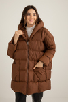 Oversize Şişme Mont - KAHVERENGİ