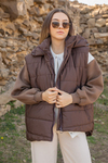 Oversize Şişme Yelek - KAHVERENGİ