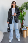 Oversize Suni Deri Ceket - SİYAH