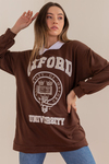 Oxford Yazılı Sweat - KAHVERENGİ