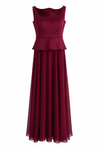 Peplum Detaylı Şifon Etekli Abiye - BORDO