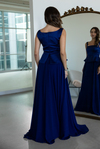 Peplum Detaylı Şifon Etekli Abiye - LACİVERT