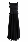 Peplum Detaylı Şifon Etekli Abiye - SİYAH