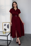 Poplin Gömlek Elbise - BORDO