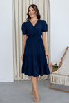 Poplin Kruvaze Elbise - LACİVERT