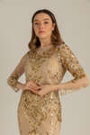 Pul Desenli Balık Abiye - GOLD