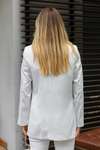 Saten Blazer Ceket - BEYAZ