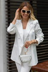 Saten Blazer Ceket - BEYAZ