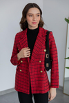 Simli Blazer Ceket - KIRMIZI